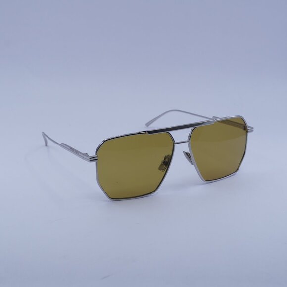 Bottega Veneta BV1012S 007 Sunglasses Silver Aviator Frame, Brown Lenses main image 7